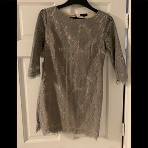 Aakaa Gray Quarter Sleeve Lace Mini Dress